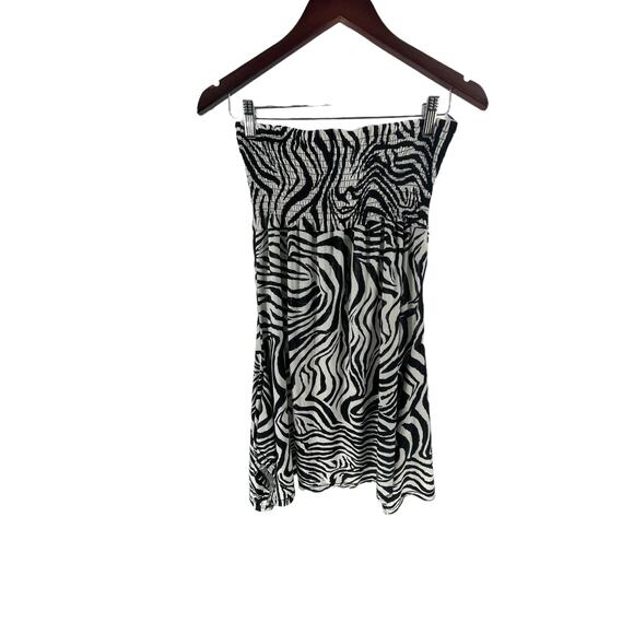 Aviva Black White Zebra Print Strapless Mini Dress Women's Size Small - Picture 1 of 5
